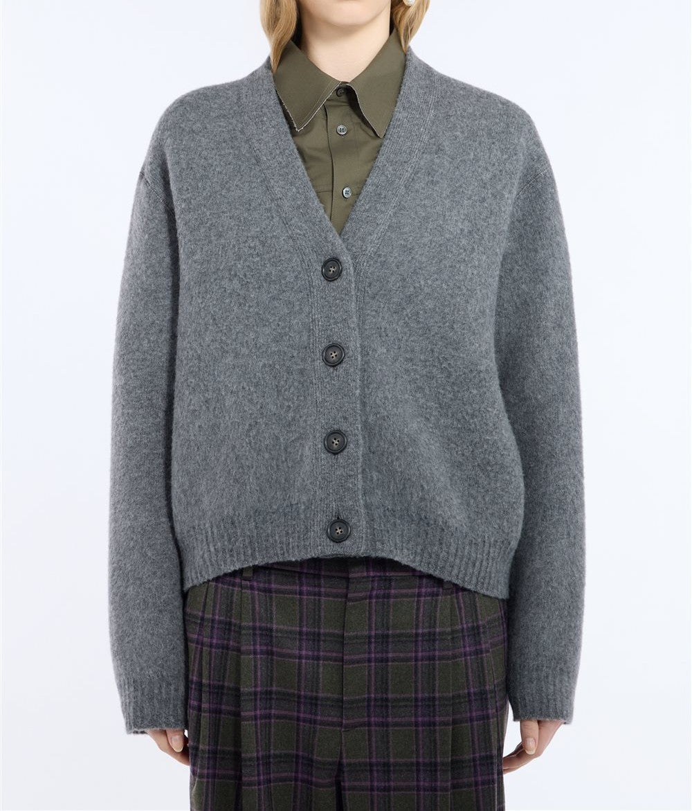 N°21 Cardigan in misto mohair grigio mélange - FW26 A002 7081 8995 GRIGIO N.21