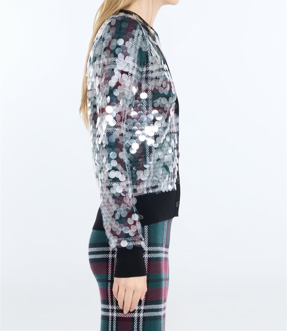 N°21 Cardigan con paillettes e motivo tartan multicolor - FW26 A041 9006 0001 SCOZZ N.21