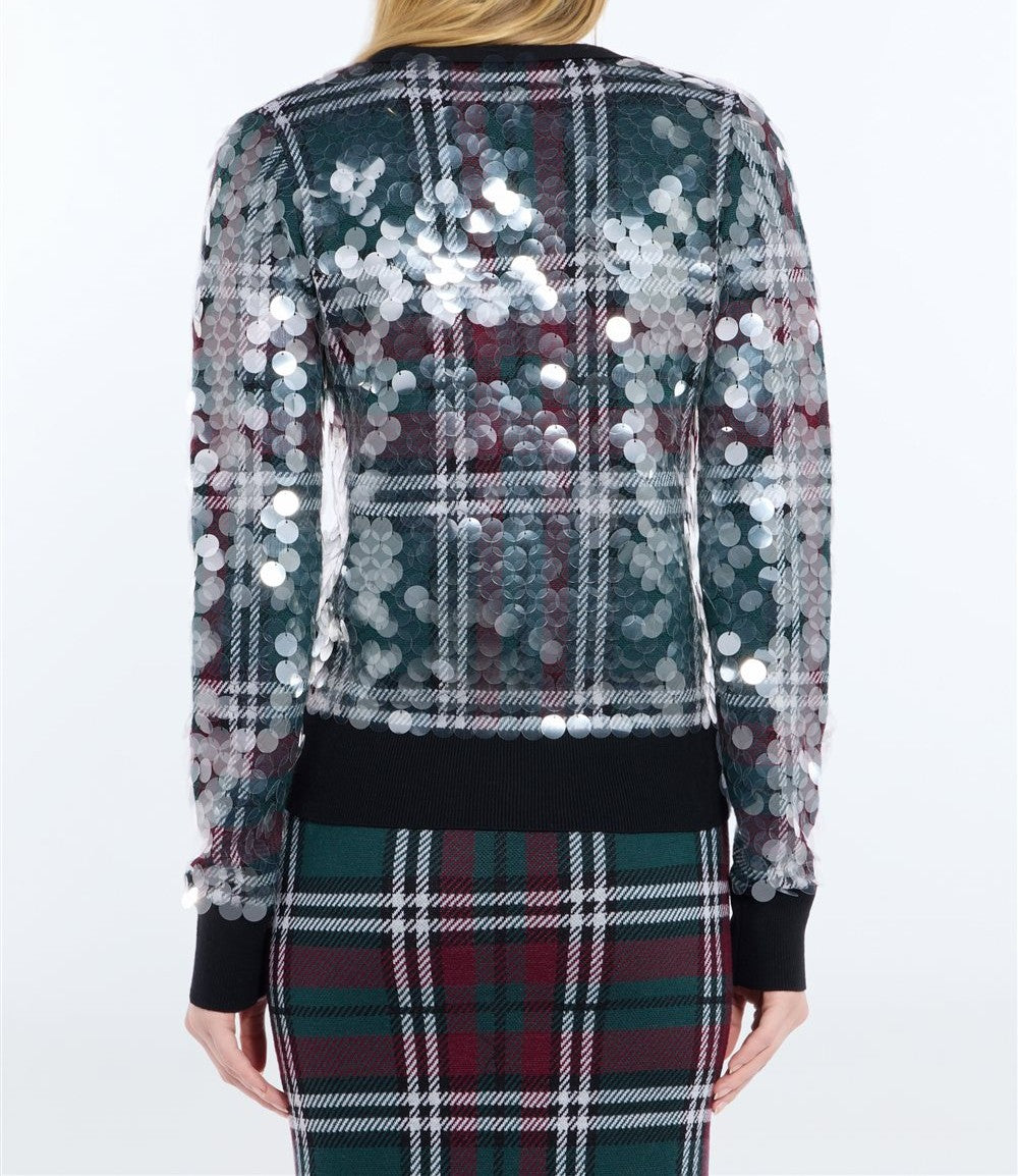 N°21 Cardigan con paillettes e motivo tartan multicolor - FW26 A041 9006 0001 SCOZZ N.21