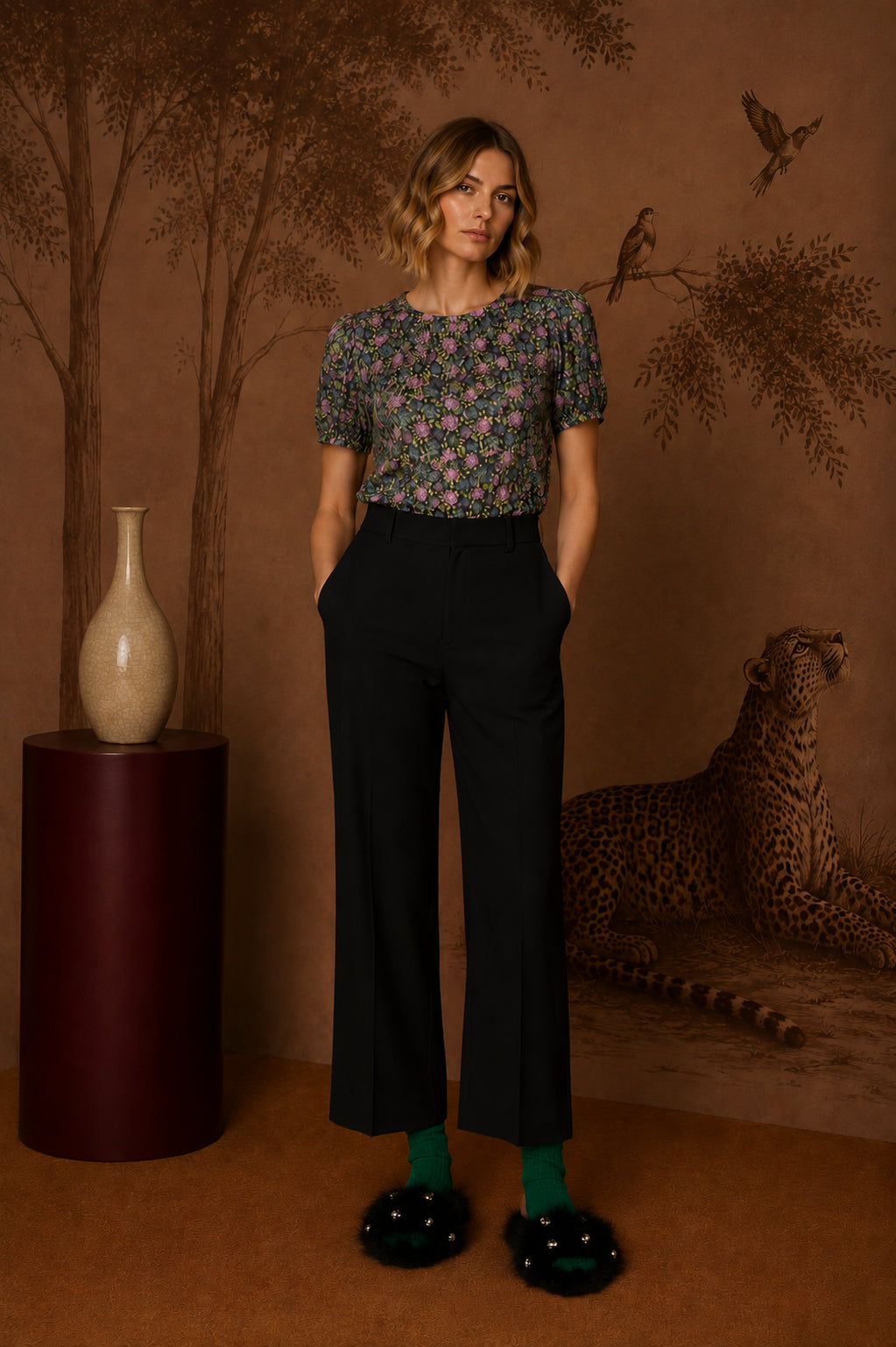 N°21 Pantalone palazzo sartoriale nero - FW26 B051 5424 NERO N.21