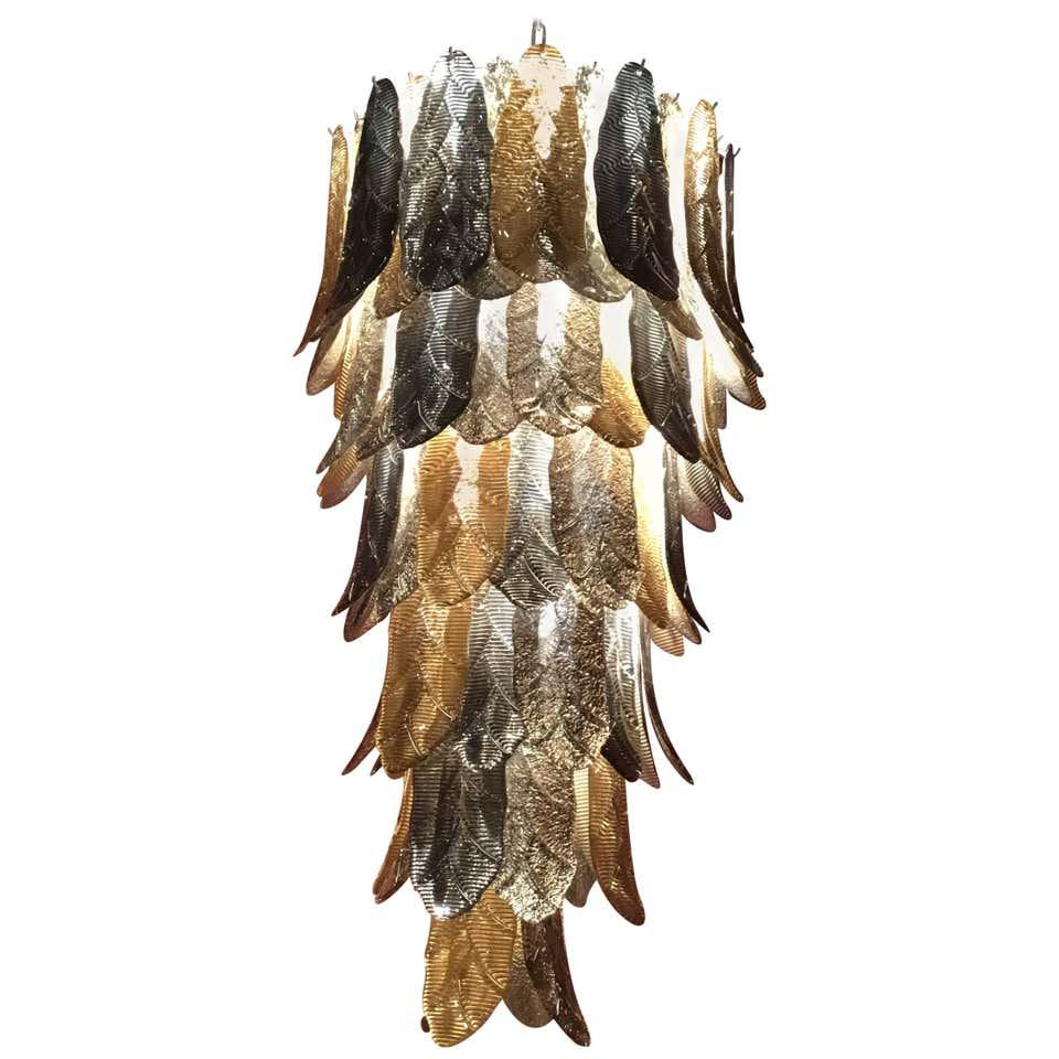ITALIAN MANUFACTURER LAMPADARIO MURANO FOGLIEPEZZO UNICO