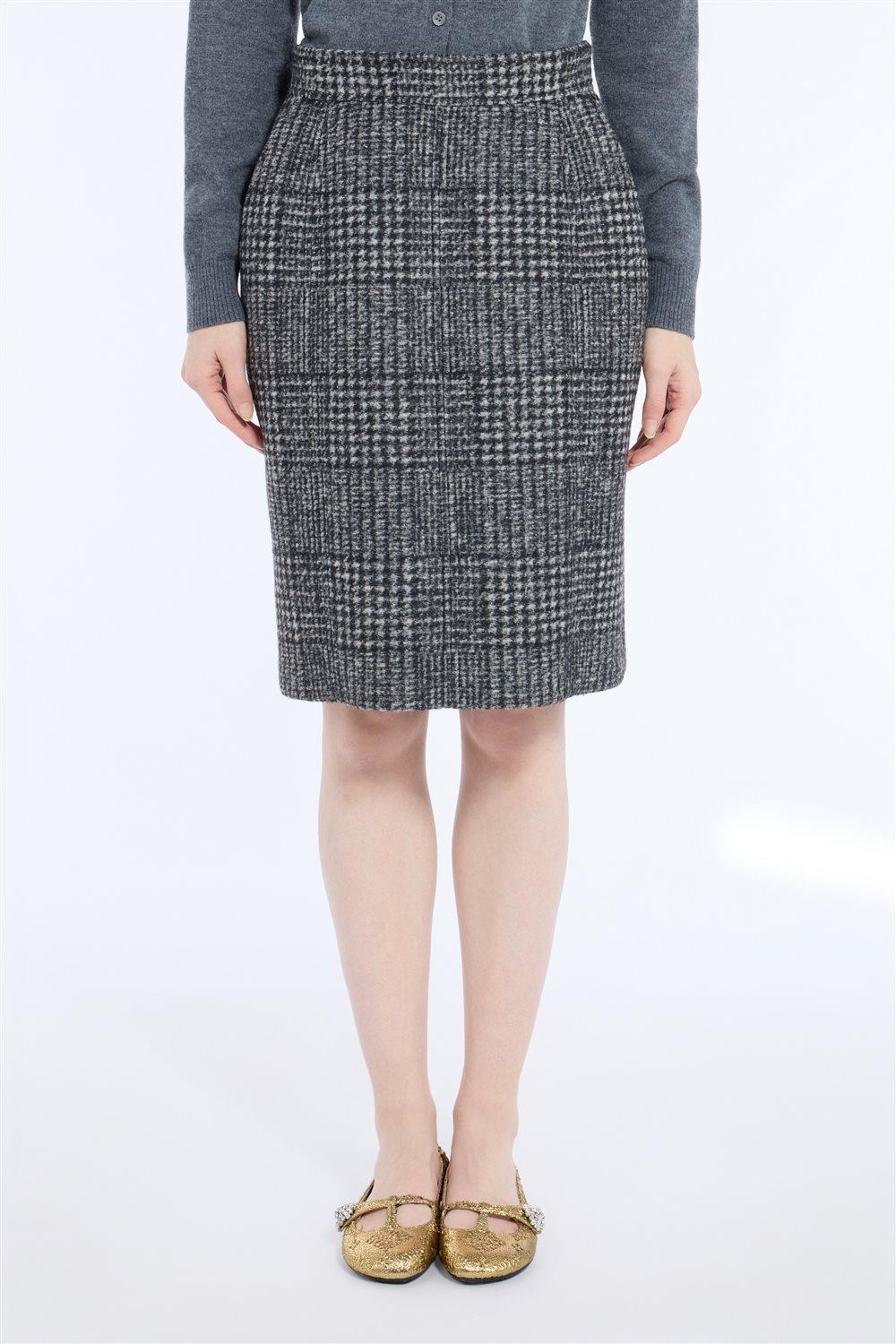 N°21 Gonna midi pied-de-poule grigio e nero - FW26 C021 3124 Q981 NERO N.21