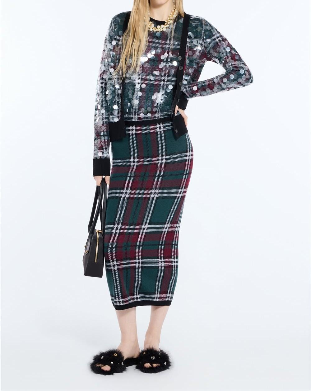 N°21 Cardigan con paillettes e motivo tartan multicolor - FW26 A041 9006 0001 SCOZZ N.21