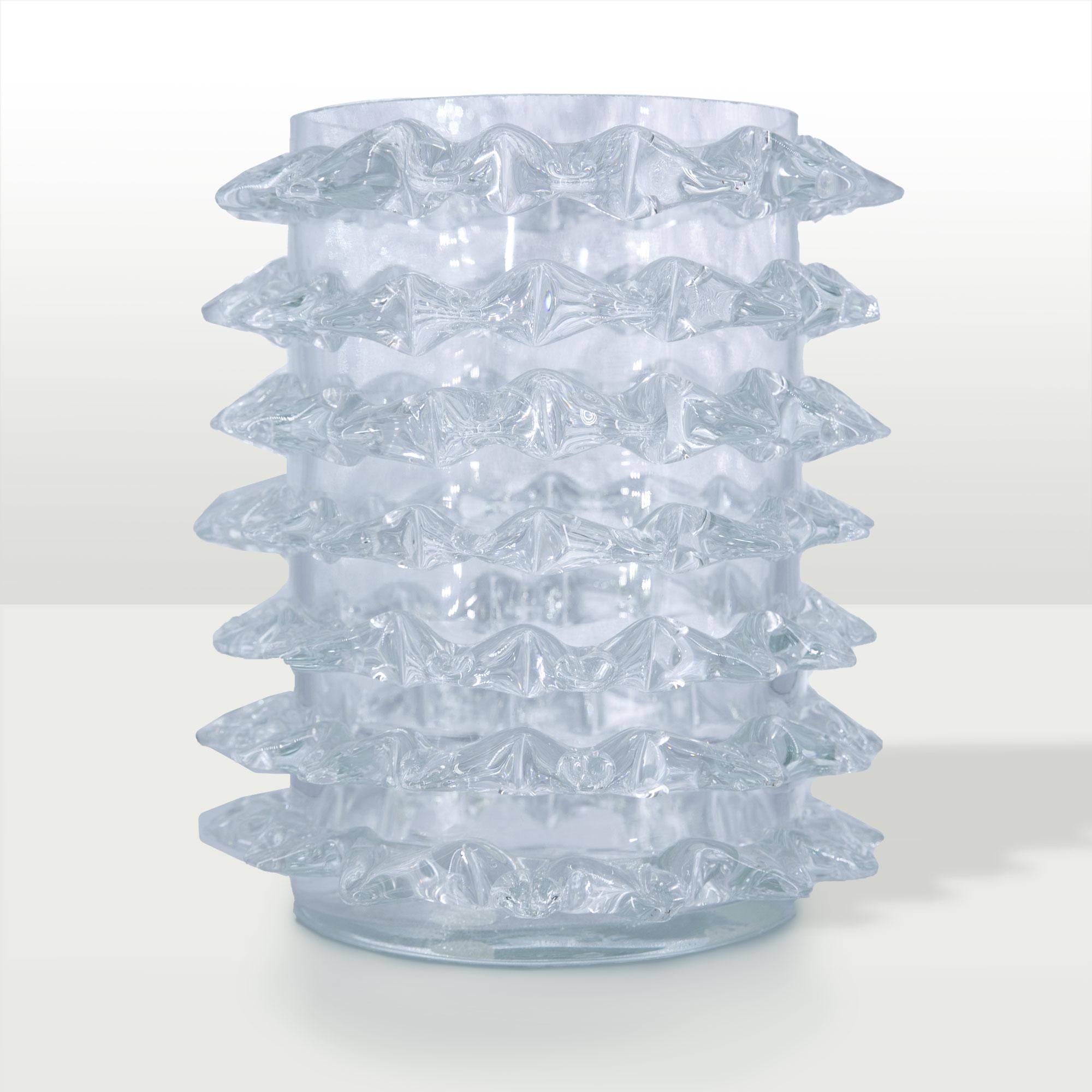 vasi contenitori a cilindro con esterno rostrato composto da 3 file di punte. italia produzione recente VASO ROSTRATO VETRO ITALIAN MANUFACTURER