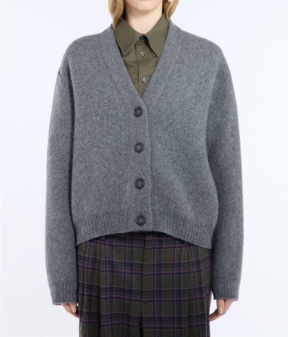 N°21 Cardigan in misto mohair grigio mélange - FW26 A002 7081 8995 GRIGIO N.21
