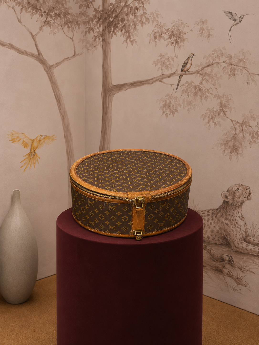 originale cappelliera louis vuitton boîte chapeaux in iconica tela monogram, prodotta intorno agli anni '80. un accessorio storico della maison francese, caratt LOUIS VUITTON BOÎTE CHAPEAUX MONOGRAM CAPPELLIERA VINTAGE ANNI 80 LOUIS VUITTON