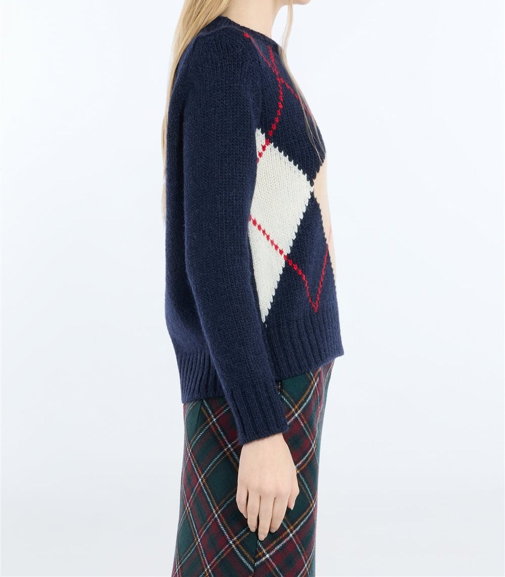 N°21 Maglia girocollo jacquard Argyle blu navy - FW26 A008 7112 6689 BLU N.21 