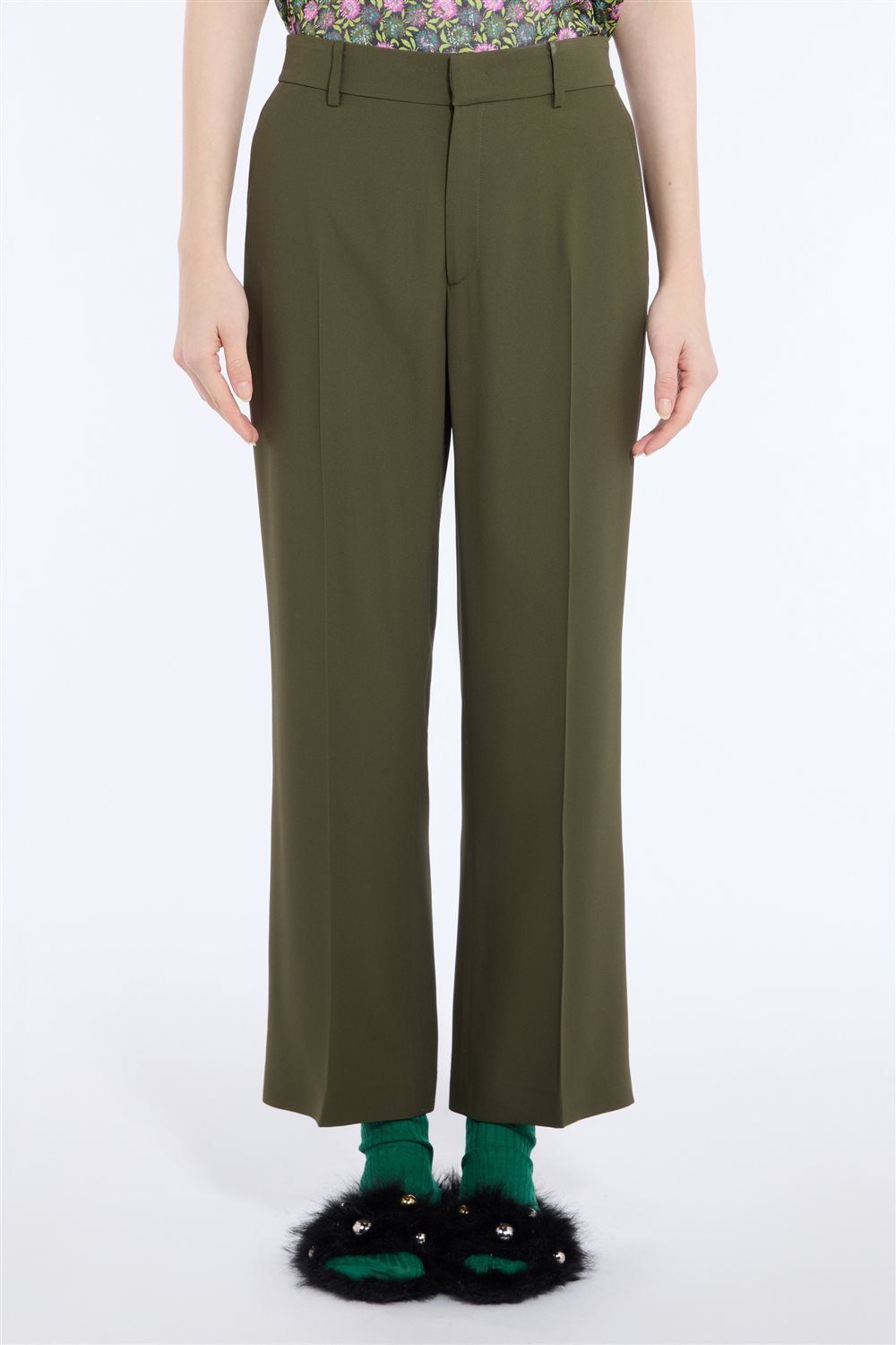N°21 Pantalone palazzo sartoriale verde oliva - FW26 B051 5424 5606 VERDE N.21 