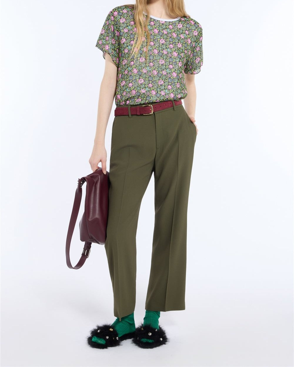 N°21 Pantalone palazzo sartoriale verde oliva - FW26 B051 5424 5606 VERDE N.21 