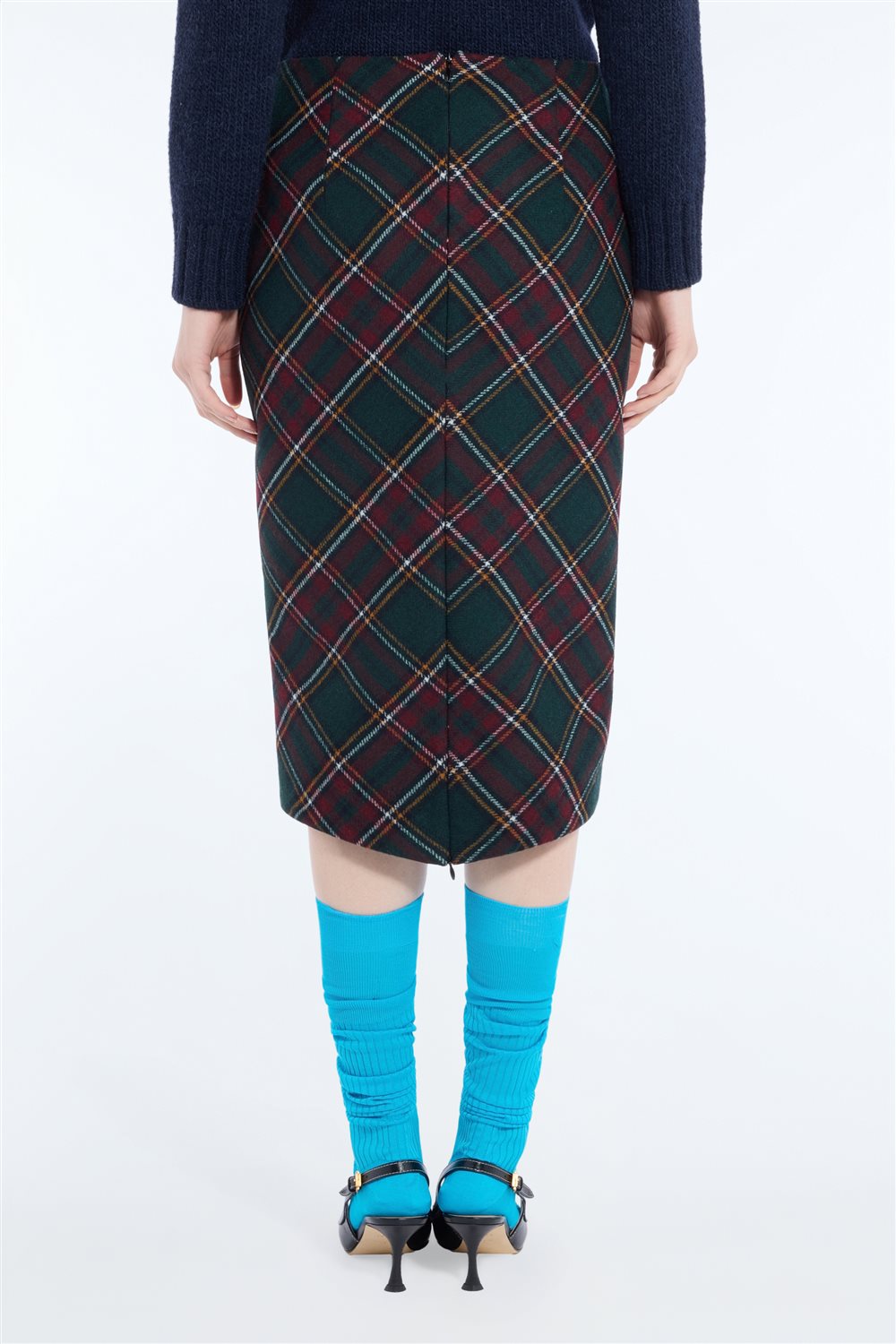 N°21 Gonna midi tartan verde e bordeaux - FW26 C014 3159 Q5C1 SCOZZ N.21 