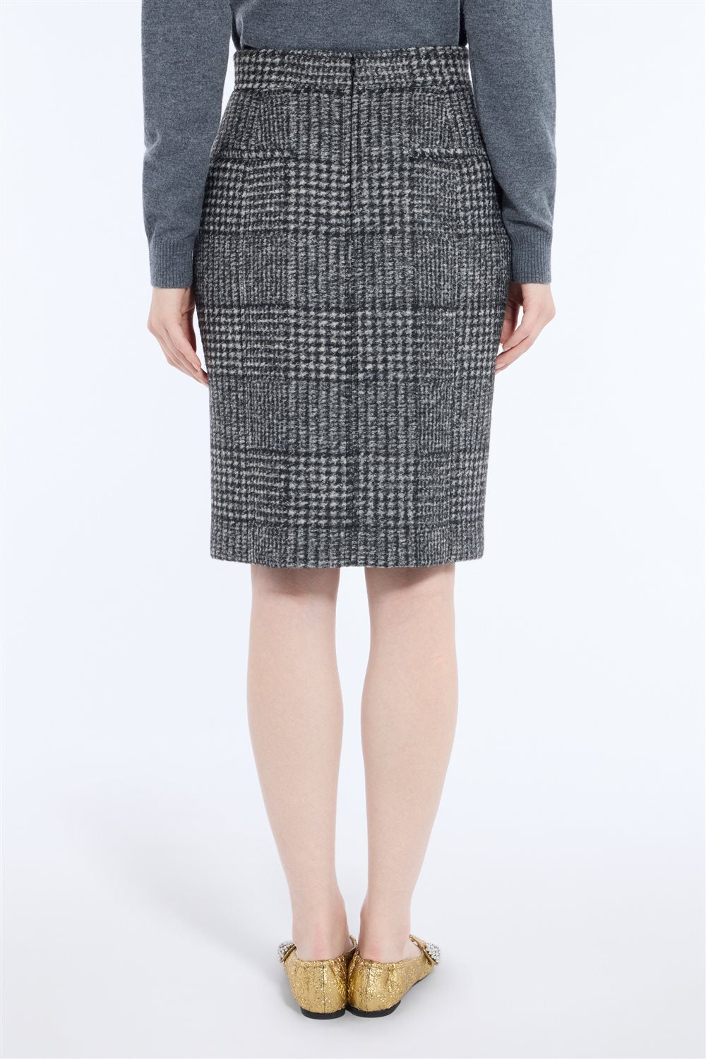 N°21 Gonna midi pied-de-poule grigio e nero - FW26 C021 3124 Q981 NERO N.21 
