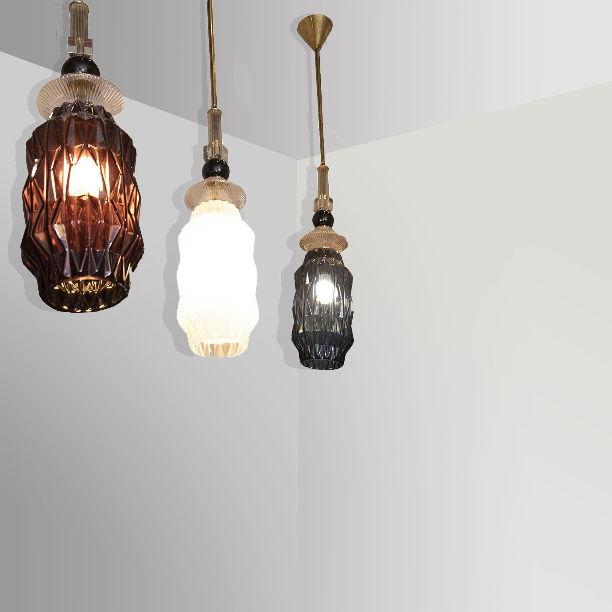 trittico pendenti di colori diversi, vetro di murano. made in italy produzione recente PENDENTI 3 COLORI TRITTICO ITALIAN MANUFACTURER 
