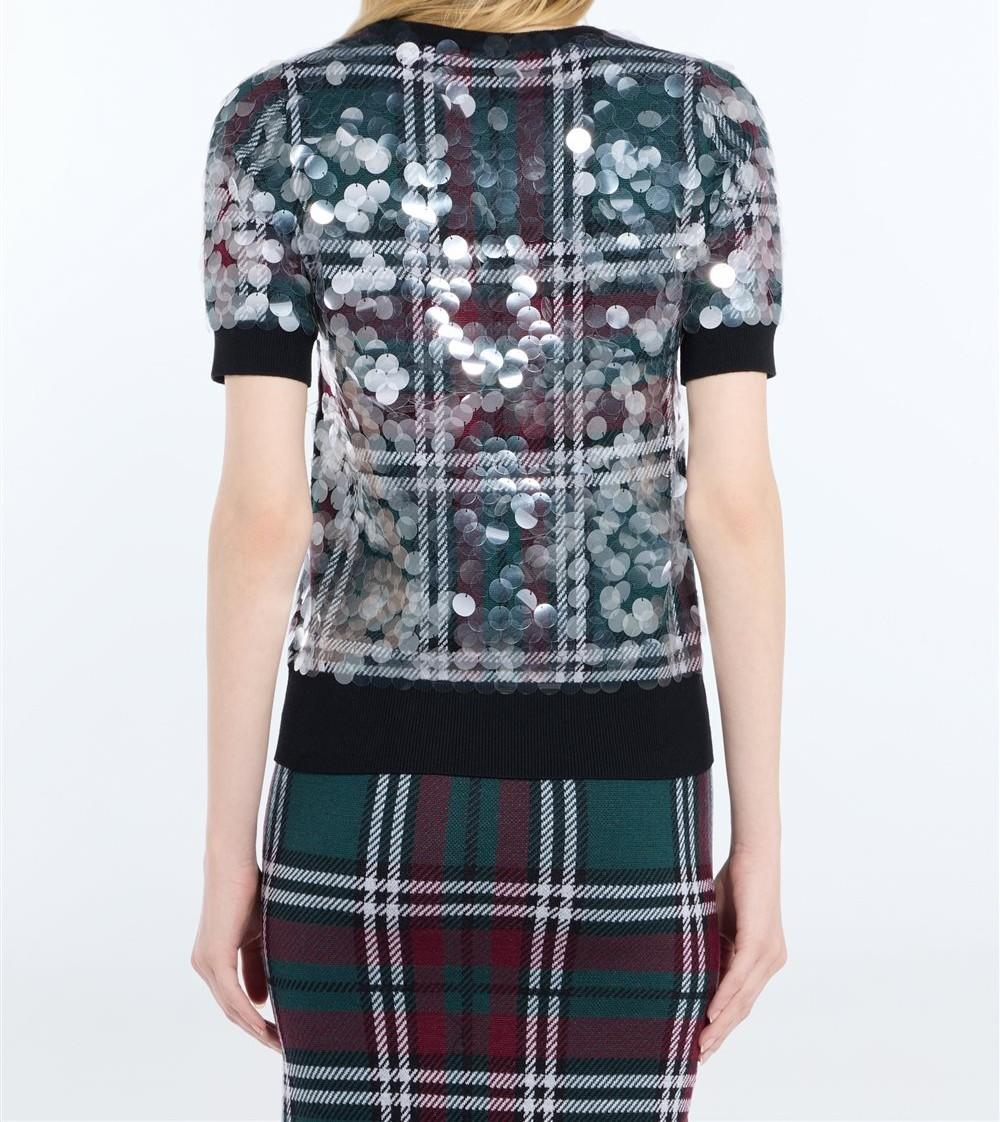 N°21 Maglia girocollo con paillettes e motivo tartan - FW26 A040 9006 0001 SCOZZ N.21 