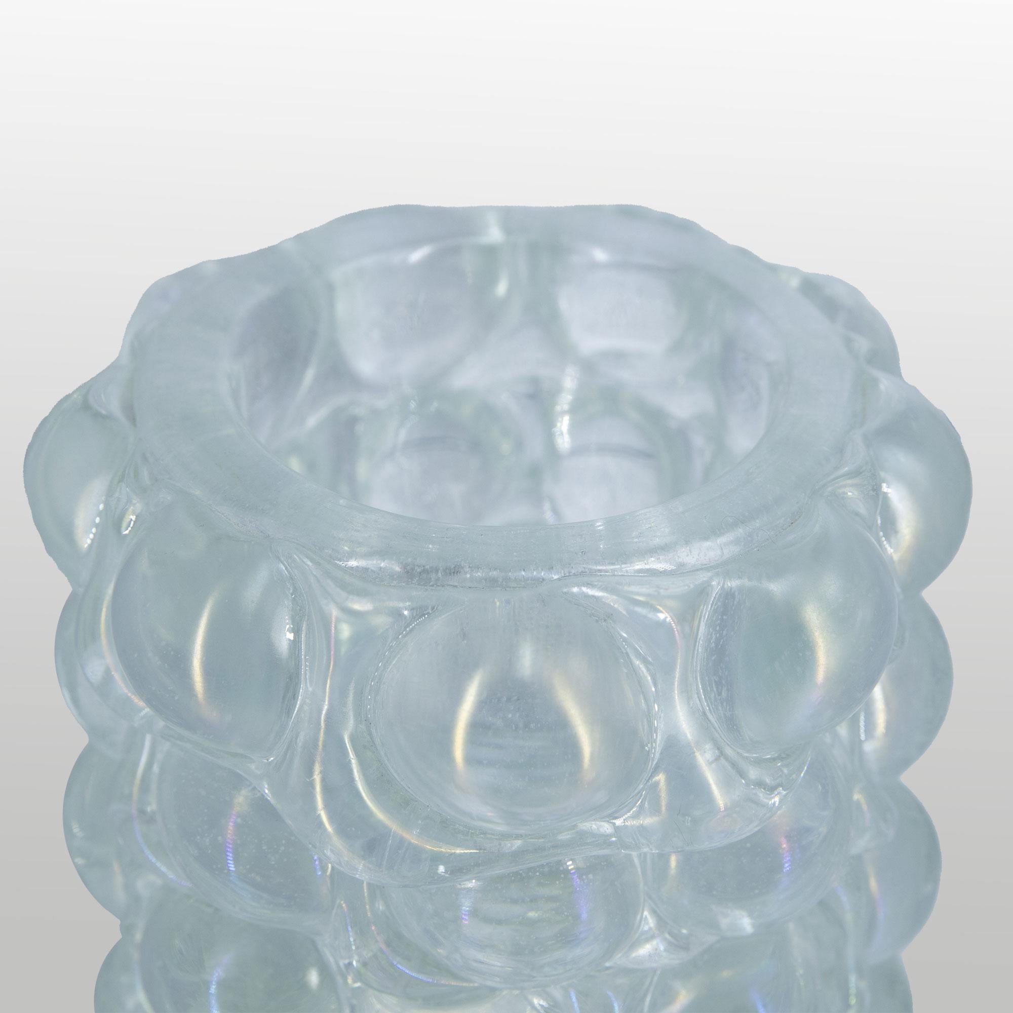 vaso in vetro di murano con lavorazione bugne. Made in Italy anni 90