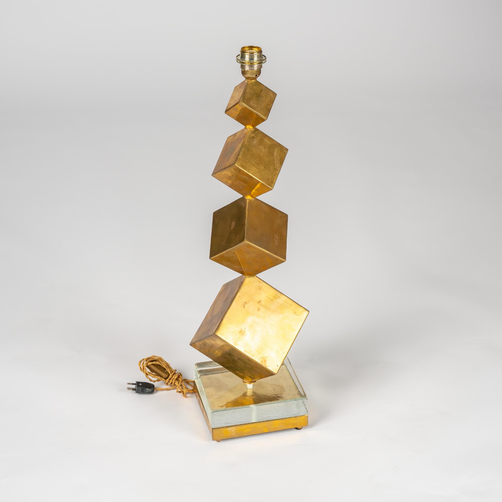 Lampada cubi ottone LAMPADA 3 CUBI OTTONE ITALIAN MANUFACTURER 