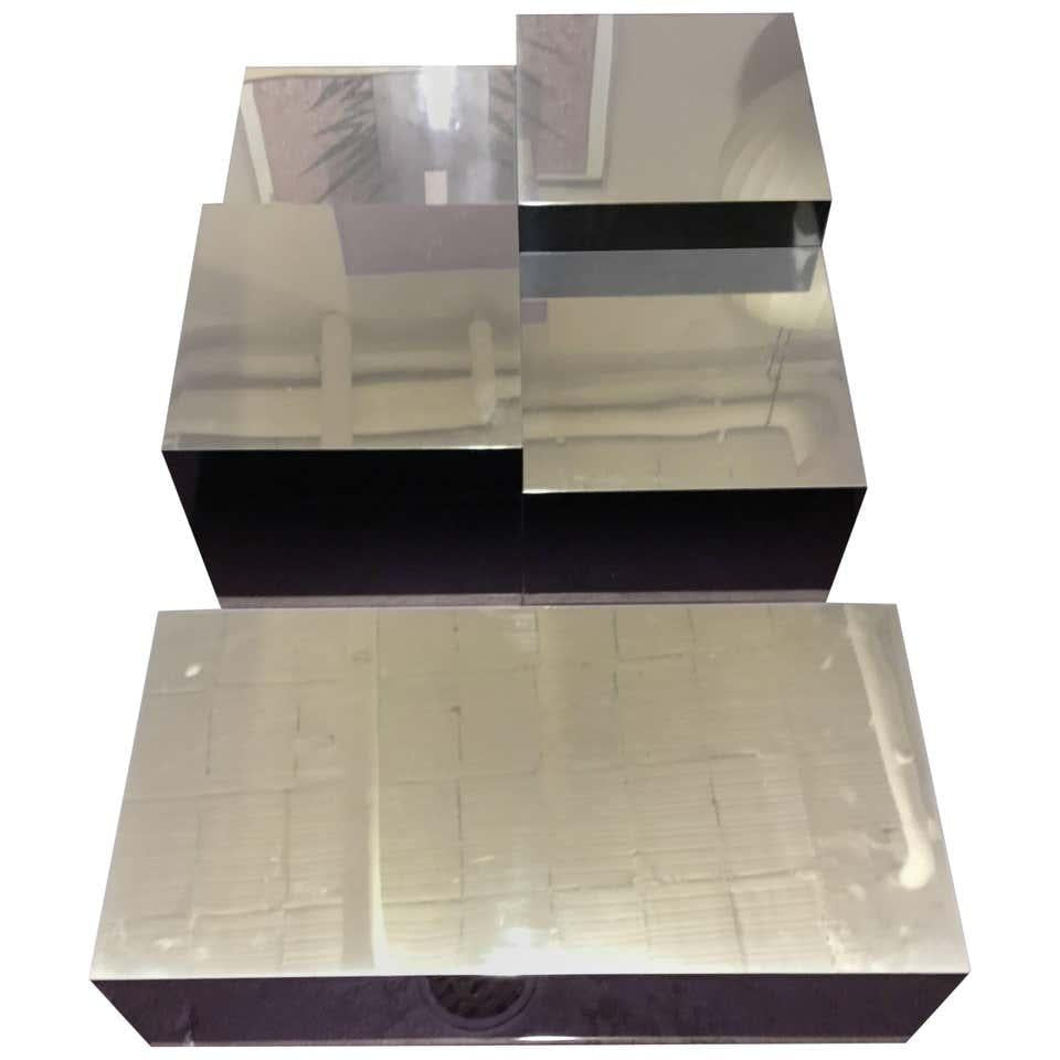  SET TAVOLINI OTTONE 5 TAVOLINI ITALIAN MANUFACTURER 