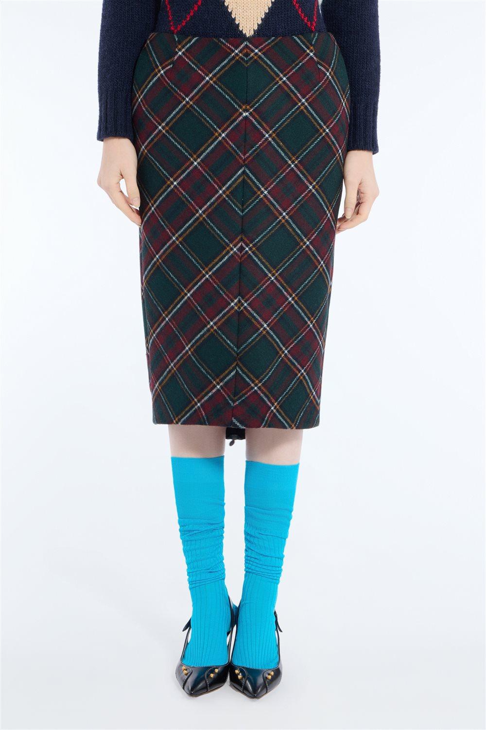 N°21 Gonna midi tartan verde e bordeaux - FW26 C014 3159 Q5C1 SCOZZ N.21 