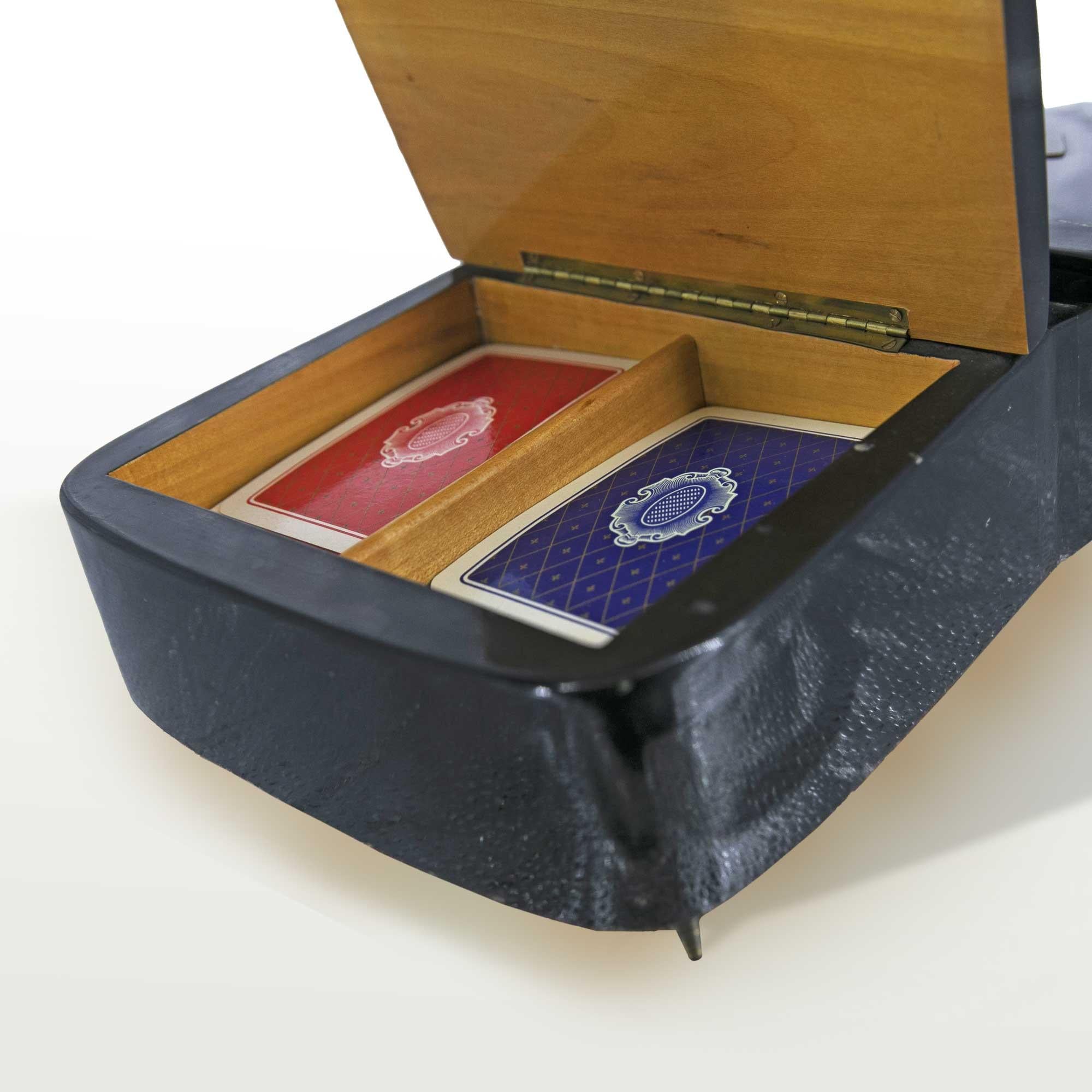 set portacarte anni 80 in legno con fiches. Made in Italy