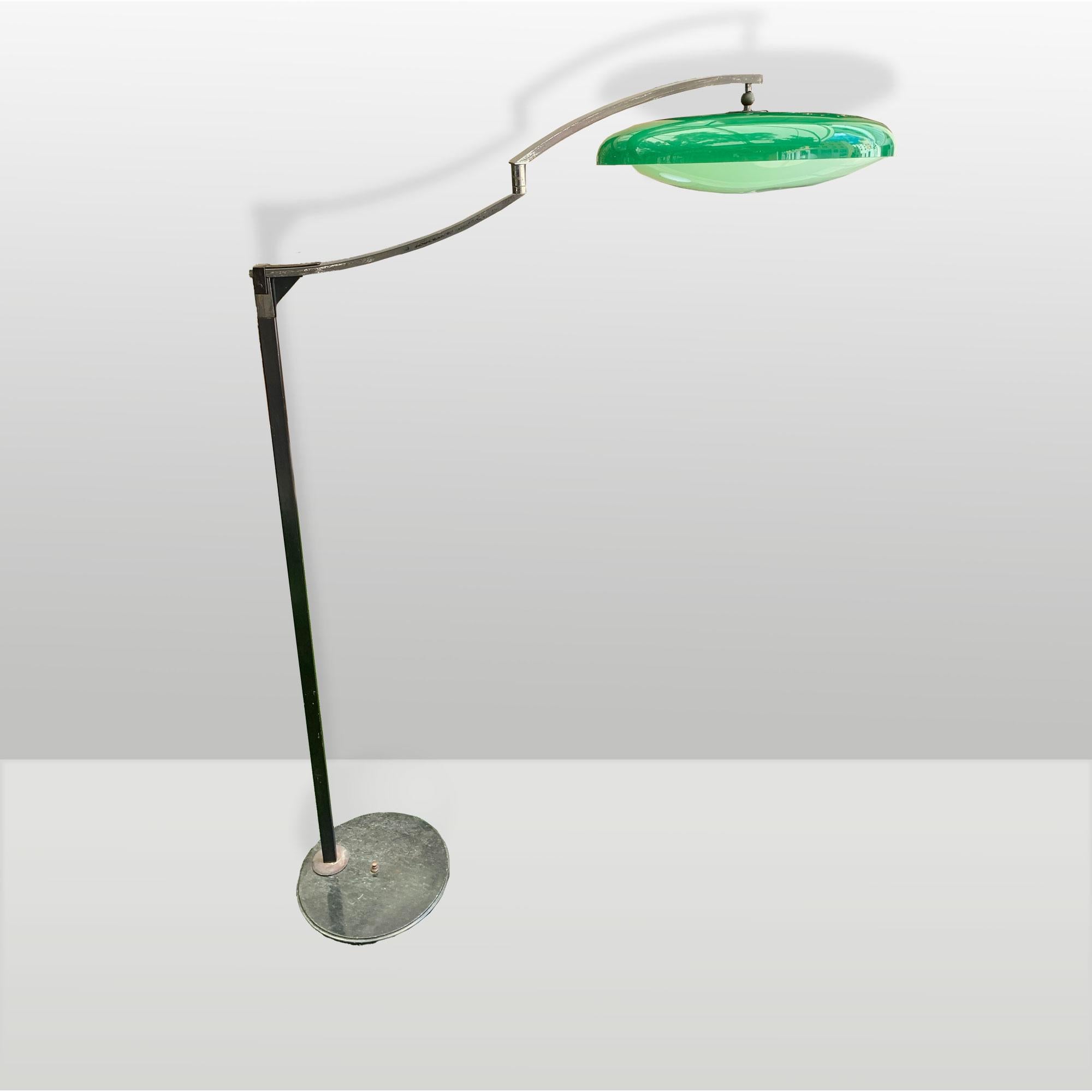  LAMPADA BRACCIO GIREVOLE COPERCHIO VERDE ITALIAN MANUFACTURER 