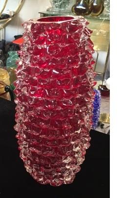 vaso rostrato, vetro di murano, produzione recente. made in italy VASO ROSTRATO GRANDE ROSSO ITALIAN MANUFACTURER 