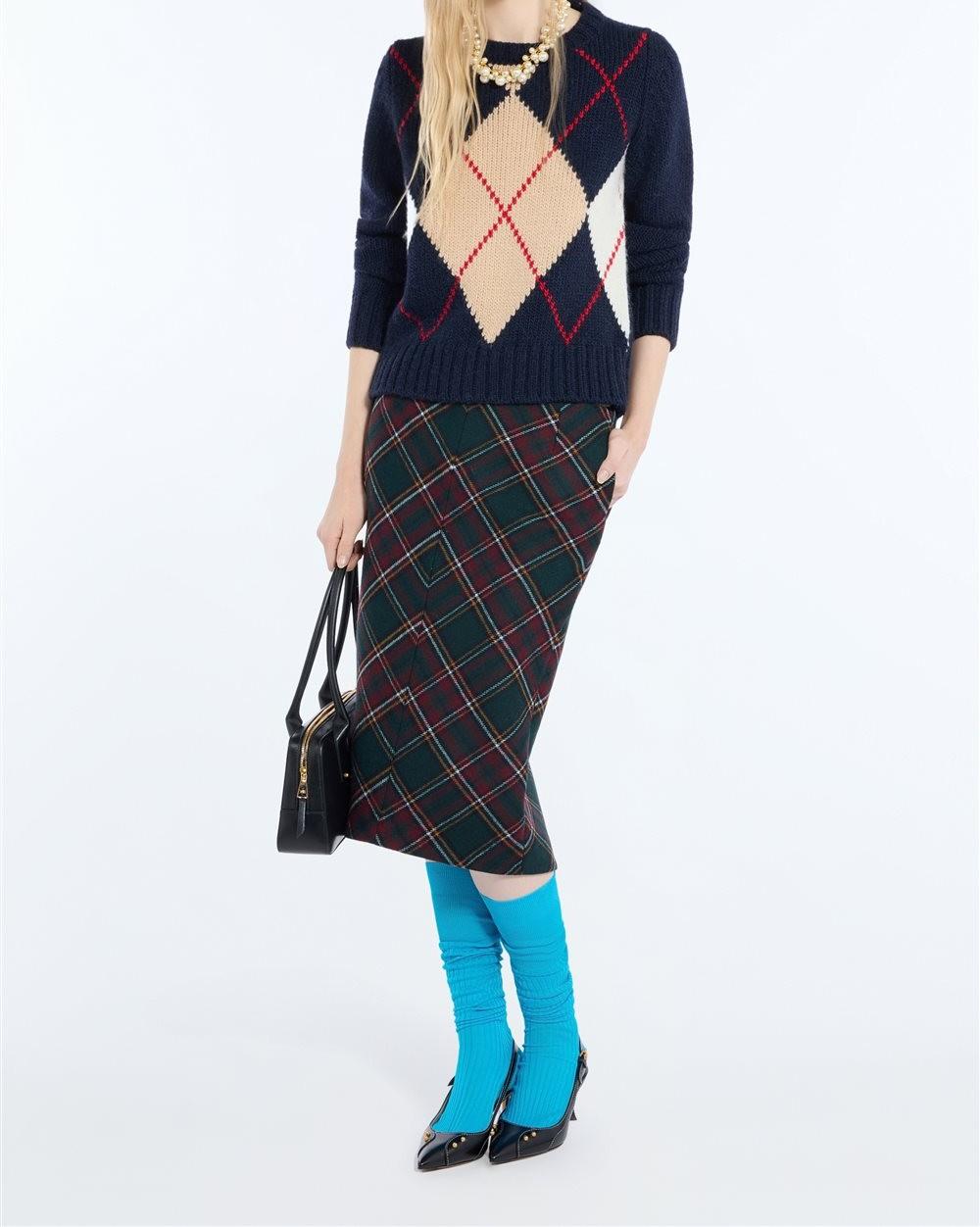 N°21 Gonna midi tartan verde e bordeaux - FW26 C014 3159 Q5C1 SCOZZ N.21 