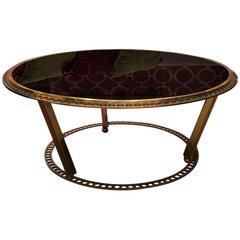  TAVOLINO TONDO OTTONE BUCHI ITALIAN MANUFACTURER 