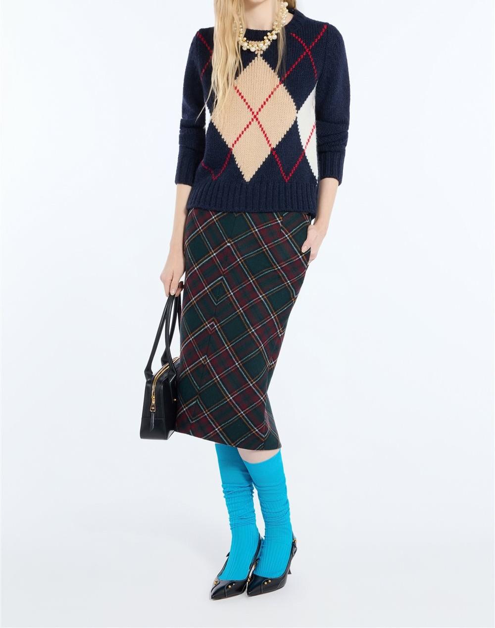 N°21 Maglia girocollo jacquard Argyle blu navy - FW26 A008 7112 6689 BLU N.21 